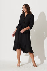 Black Crepe Midi Dress - Jemimah